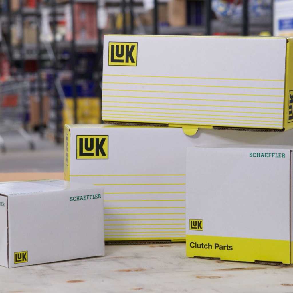 A selection of LUK boxes on a table